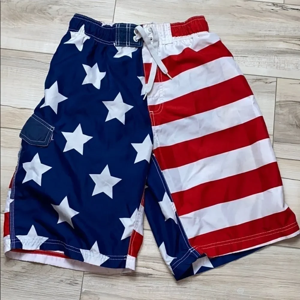 Kanu Surf Swim Trunks USA Flag Small